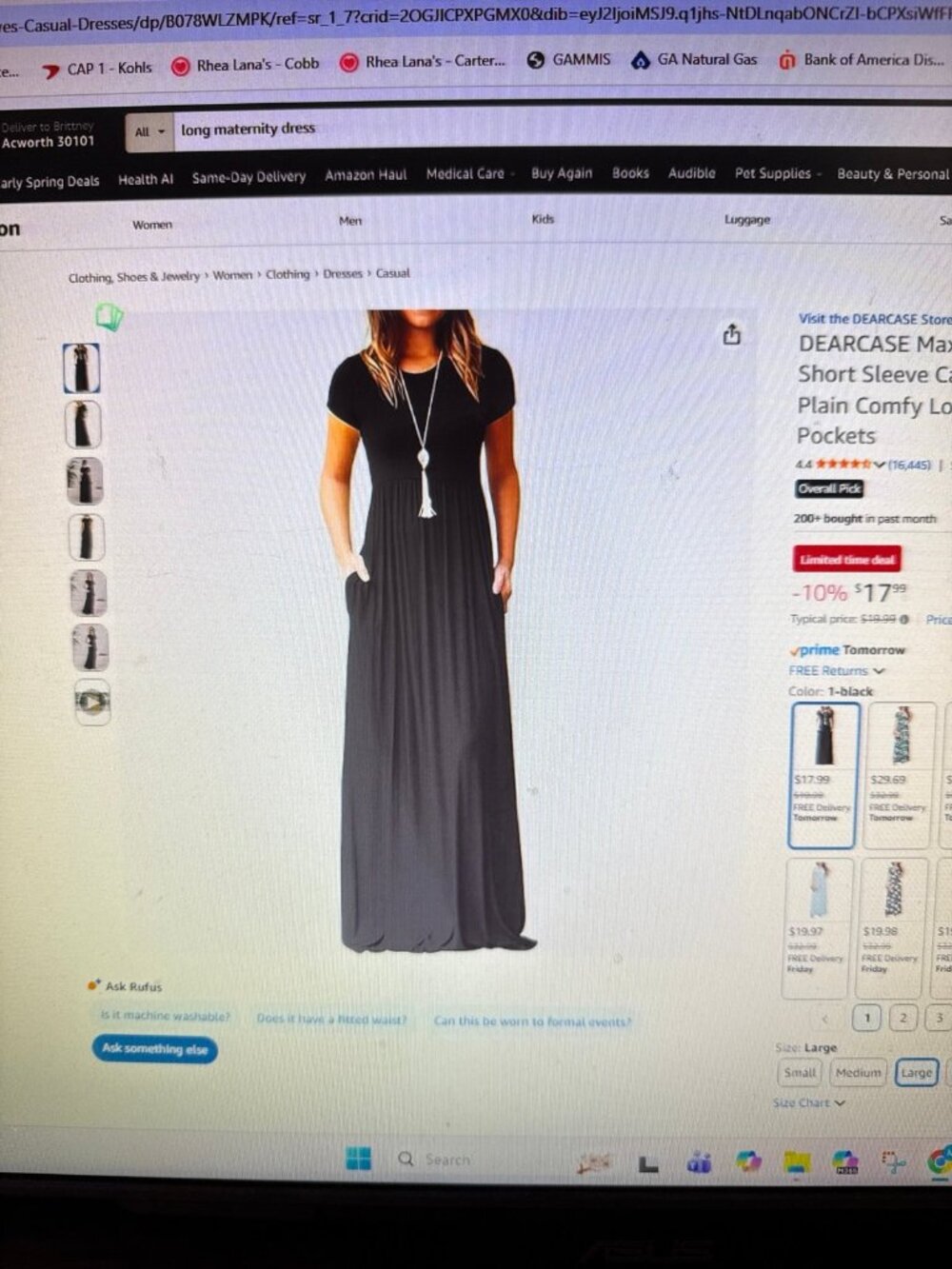 Maxi dress, short sleeve casual loose